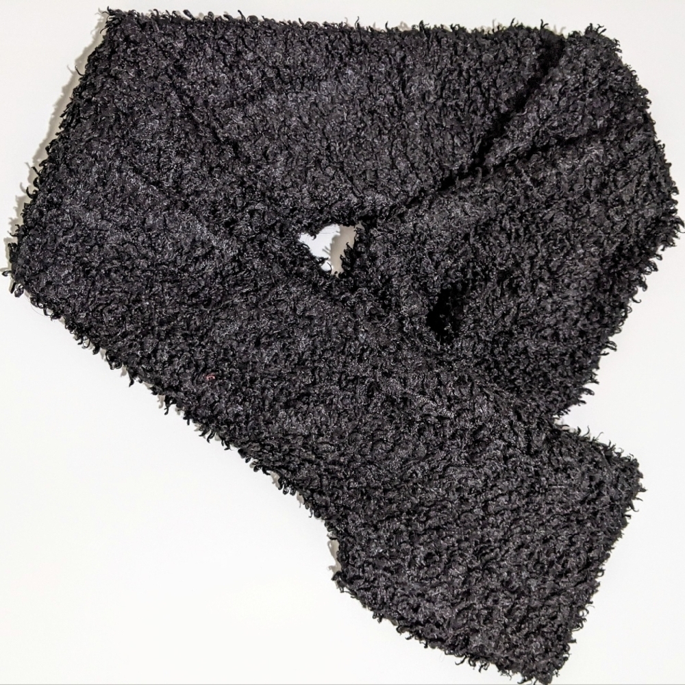 Black curly Sherpa teddy poodle winter circle versatile comfy warm Terry scarf